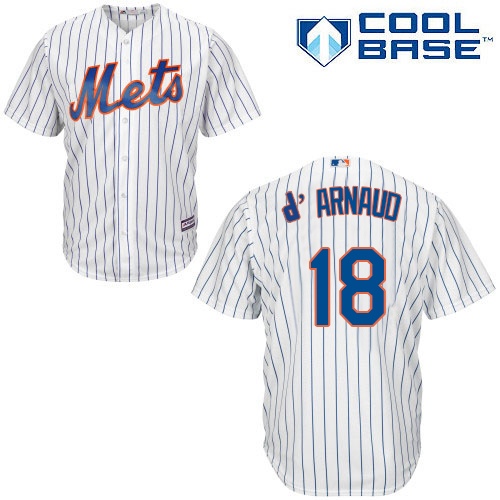 Mets #18 Travis d'Arnaud White(Blue Strip) Cool Base Stitched Youth MLB Jersey
